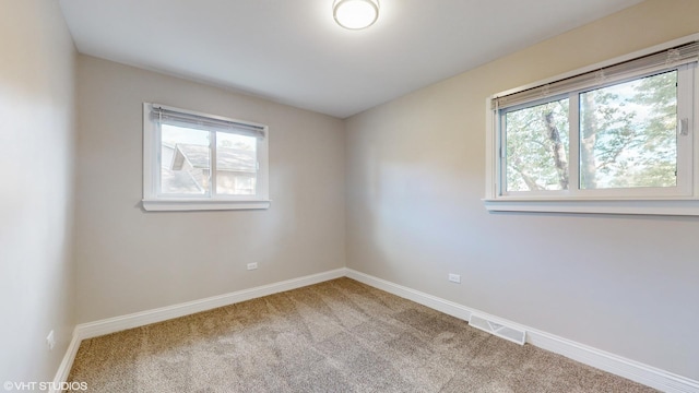 carpeted spare room featuring a healthy amount of sunlight