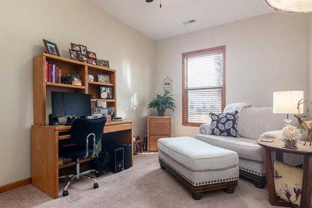 office area featuring carpet floors