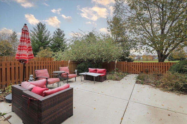 view of patio with outdoor lounge area