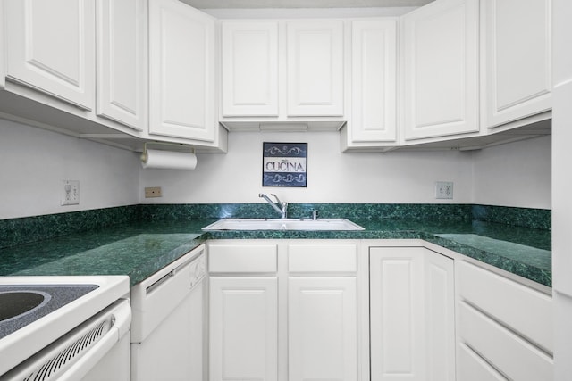 kitchen with white cabinets, dishwasher, and sink