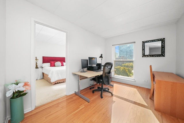 office area with hardwood / wood-style flooring