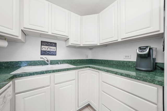 kitchen with sink, white cabinetry, and dishwasher