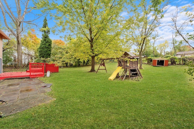 view of yard with a playground