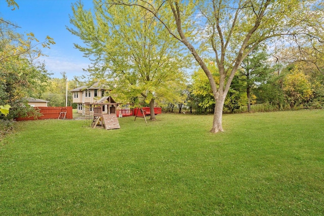 view of yard featuring a playground