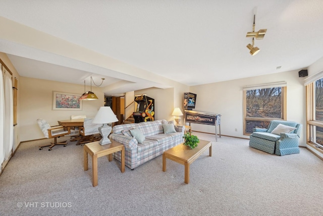 living room with carpet floors