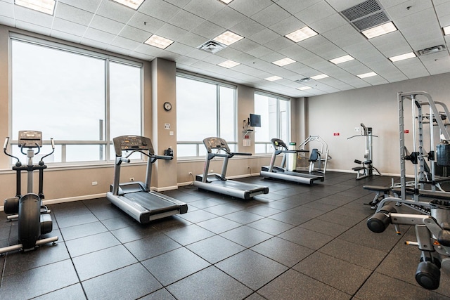 gym with a drop ceiling