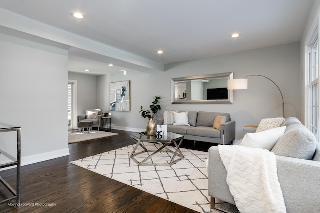 living room with hardwood / wood-style flooring