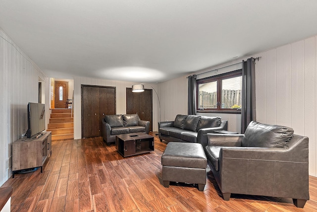 living room featuring wood-type flooring