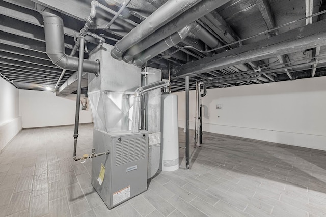 basement with gas water heater