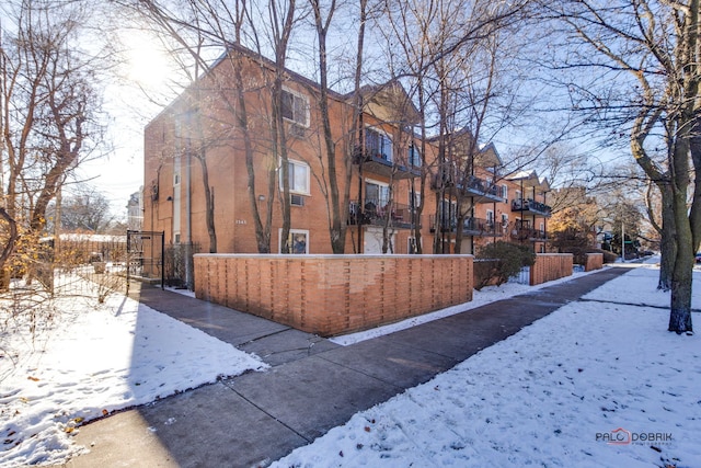 view of snow covered exterior