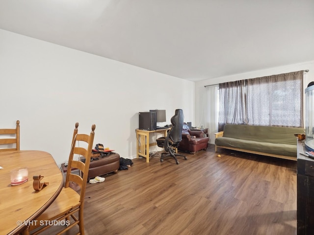 office area with hardwood / wood-style floors