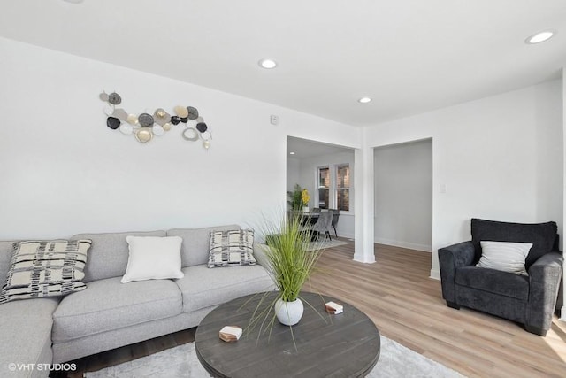 living room with hardwood / wood-style flooring