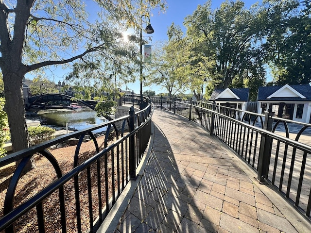 view of community featuring a water view