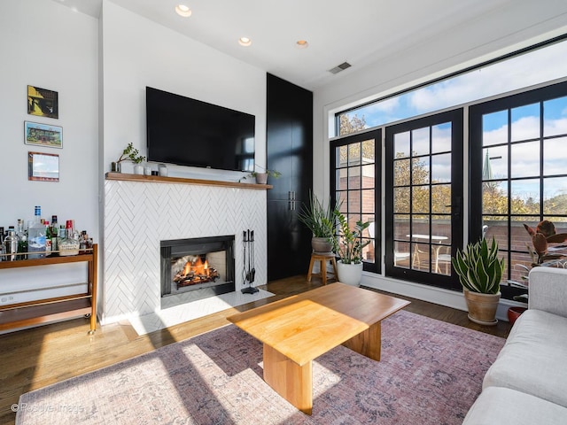 living room featuring hardwood / wood-style flooring