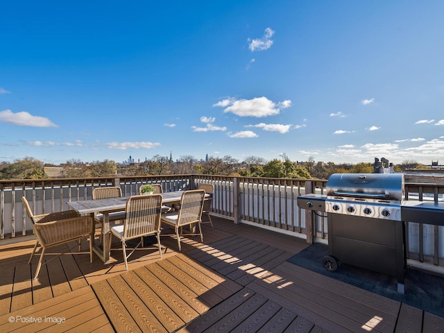 deck featuring grilling area