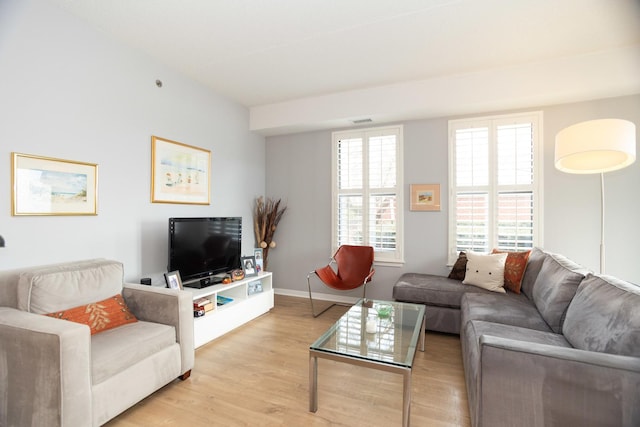 living room featuring light wood-type flooring