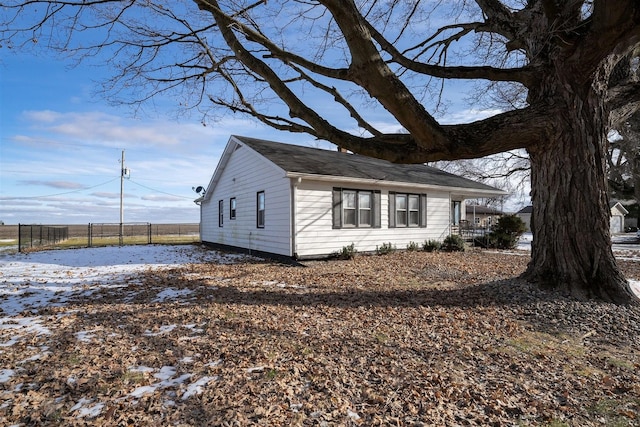 view of snow covered property