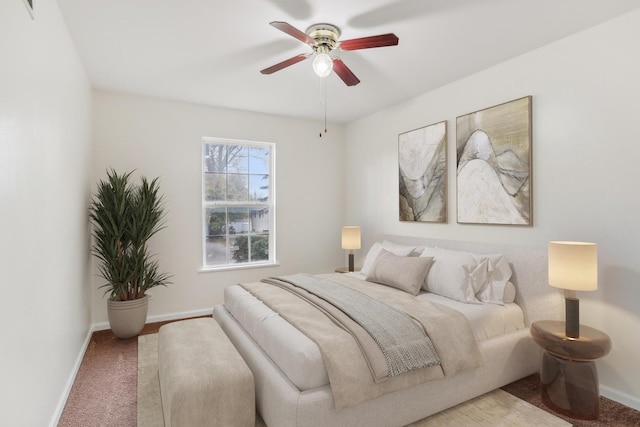 bedroom with carpet floors and ceiling fan