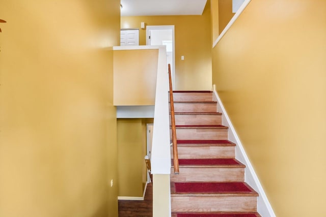 stairs with a towering ceiling