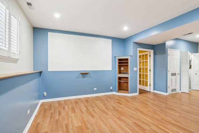 interior space with light hardwood / wood-style floors