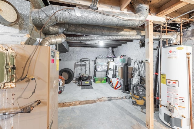 basement with gas water heater