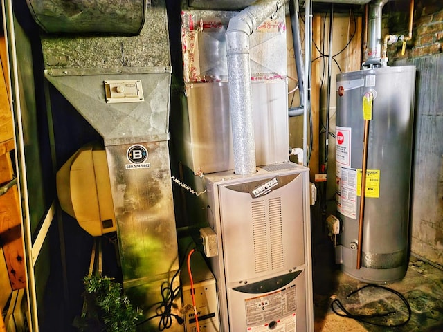 utilities featuring water heater and heating unit