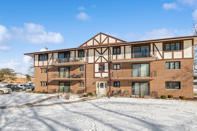 view of snow covered building