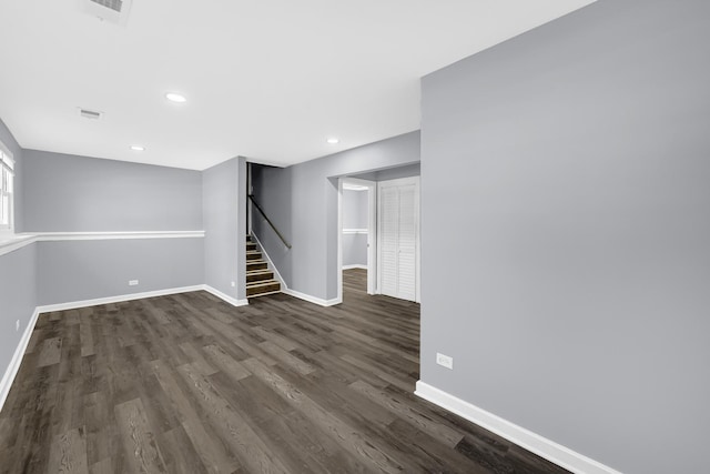 interior space featuring dark hardwood / wood-style floors