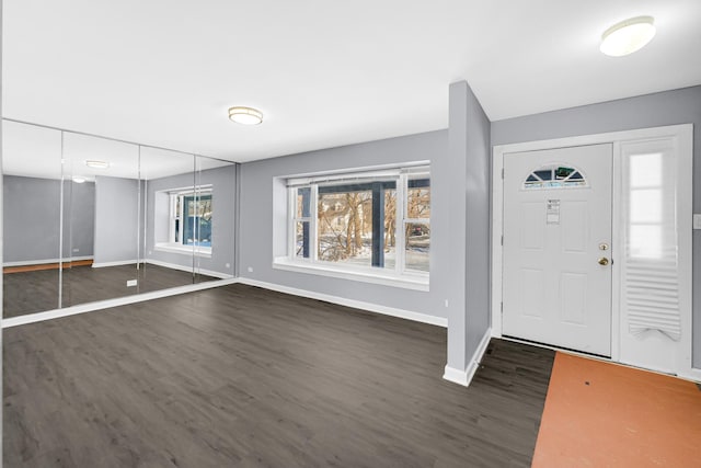 foyer entrance featuring dark hardwood / wood-style floors