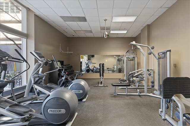 gym with a drop ceiling