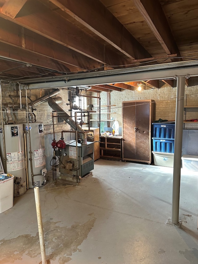 basement with gas water heater