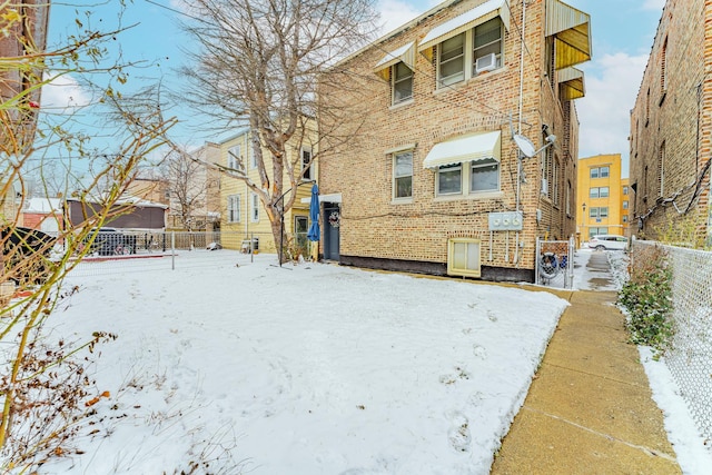 view of yard covered in snow