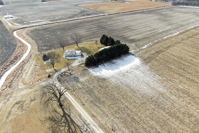 birds eye view of property featuring a rural view