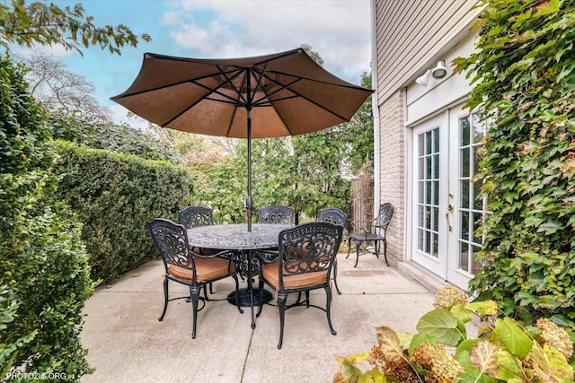 view of patio / terrace featuring french doors