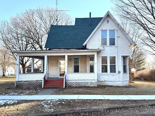 view of front facade featuring covered porch