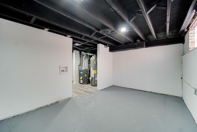 basement with gas water heater