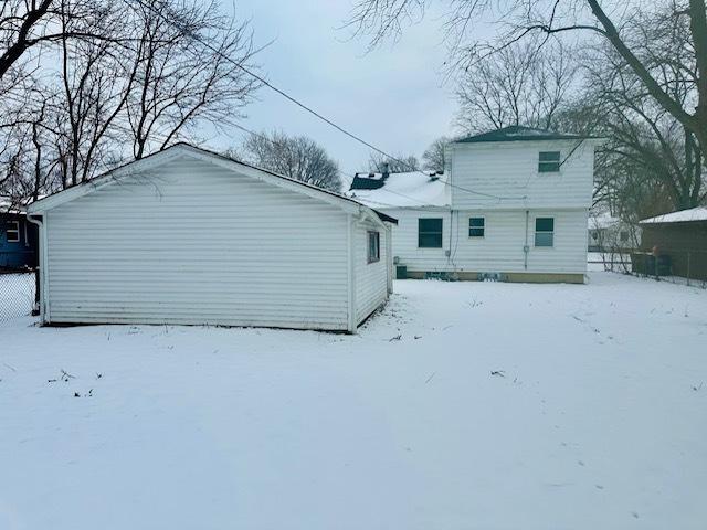 view of snow covered property