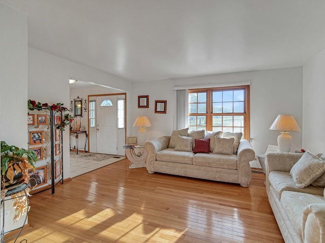 living room with light wood-type flooring