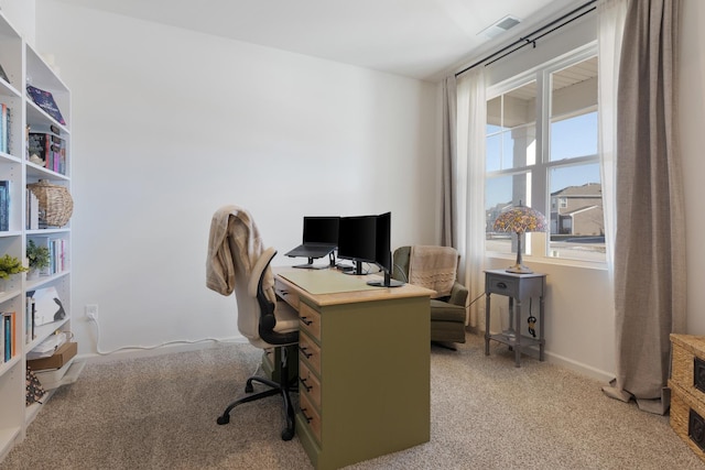 office area with light carpet