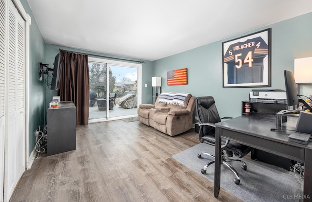 office featuring light hardwood / wood-style floors