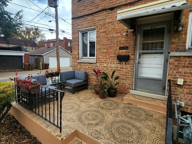 exterior space with a garage