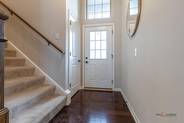 doorway to outside featuring dark hardwood / wood-style flooring