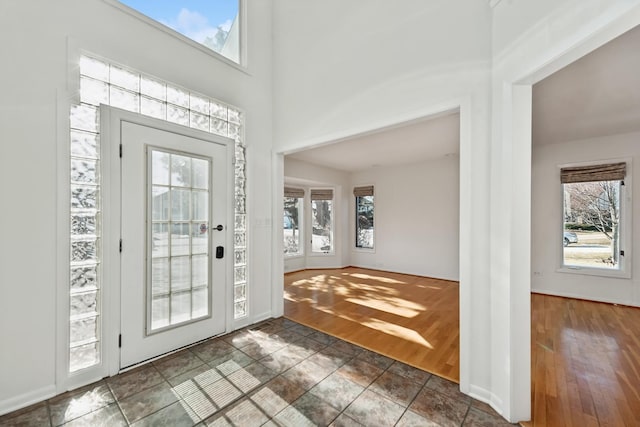 entryway with a healthy amount of sunlight and dark wood-type flooring