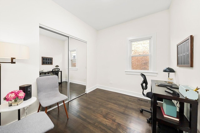 office featuring dark hardwood / wood-style floors