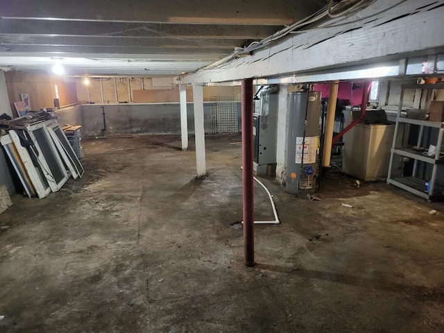 basement with gas water heater