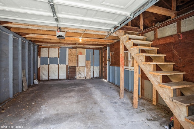 garage with a garage door opener