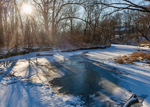 view of snow covered pool