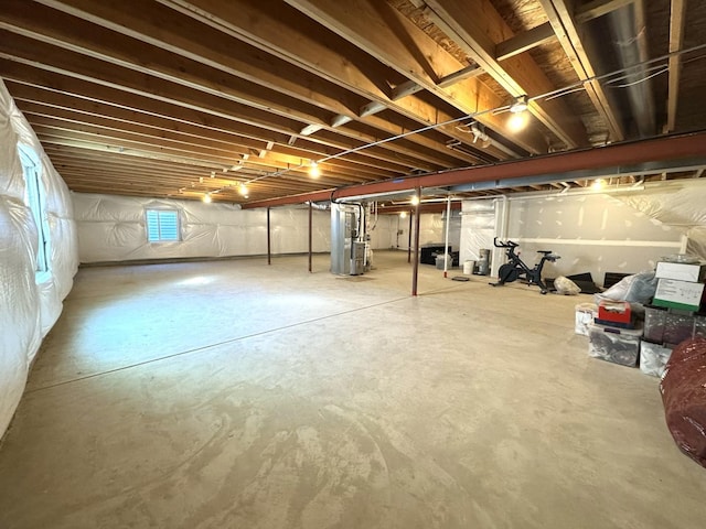 basement with heating unit