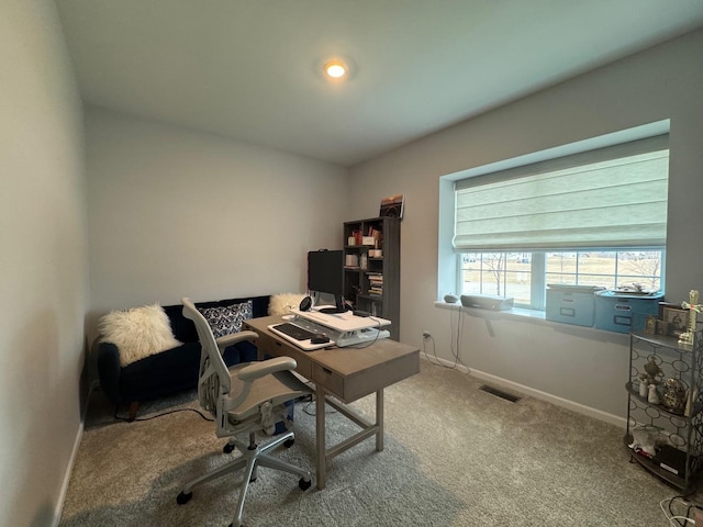 view of carpeted office space