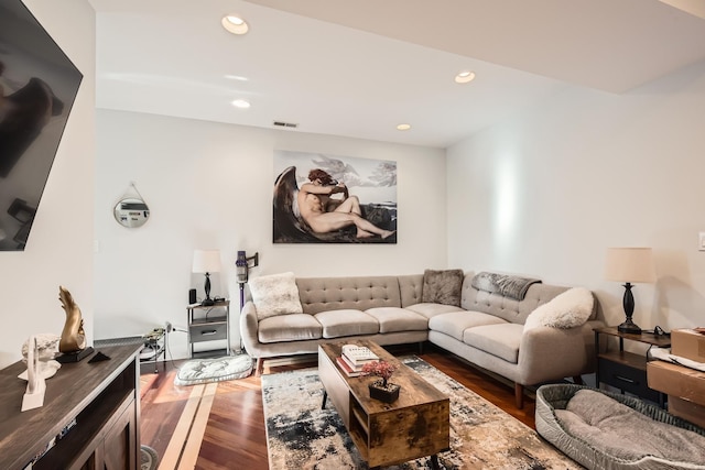 living room featuring hardwood / wood-style flooring